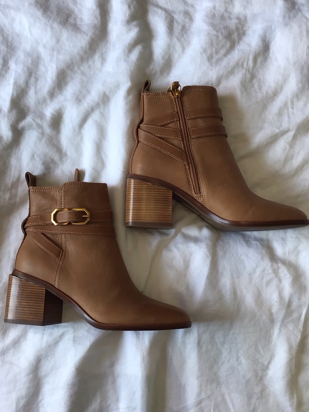 Louise et Cie Tan Leather Heel Ankle Boots